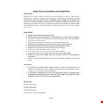 Hedge Fund Accounting Job Description example document template