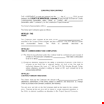 Construction Work Agreement Template example document template