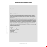 Personal Reference Letter Template example document template