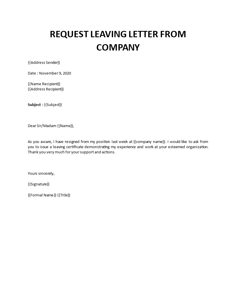 request leaving the company Main Image request leaving the company