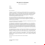 Simple Offer Letter For Employee example document template 