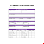 Equipment Lease Agreement Form example document template
