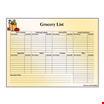 Organize Shopping Grocery List Template example document template