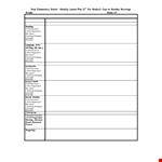 Elementary Weekly Lesson Plan Template example document template