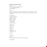 Mba Finance Student Resume example document template