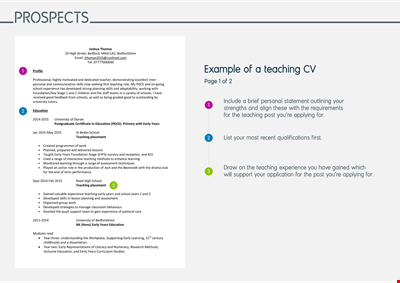 Teaching Curriculum Vitae Layout