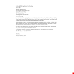 Teaching Job Application Follow Up Letter example document template