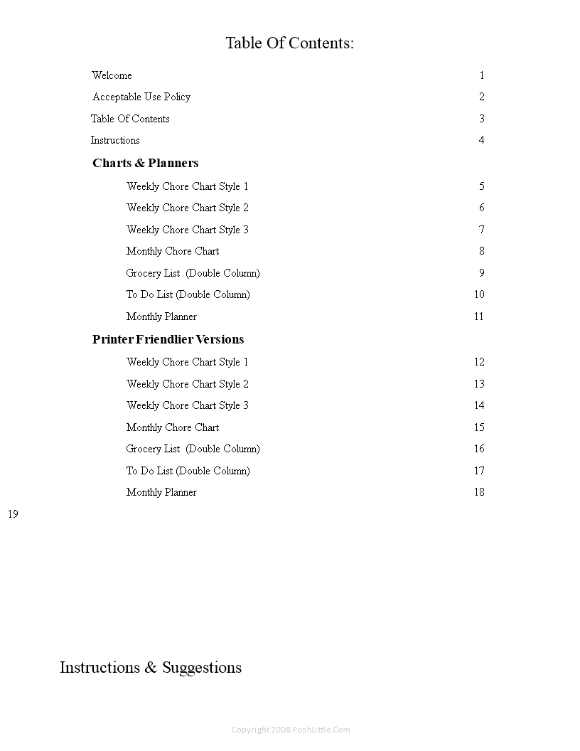 daily chore chart template example