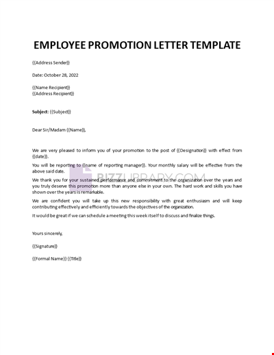 Employee Promotion Letter Template