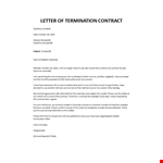 Letter of termination of contract example document template