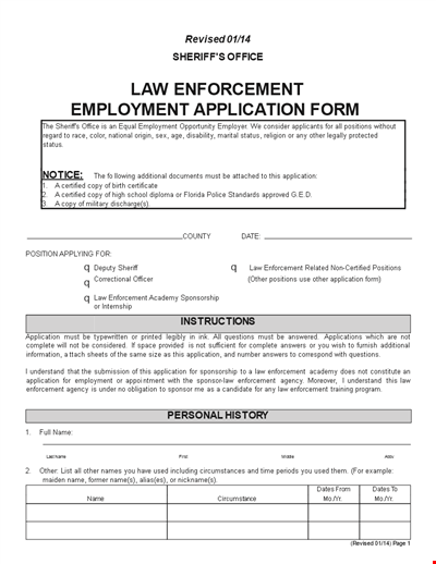 Legal Application For Employment Form