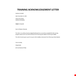 Training acknowledgement letter example document template