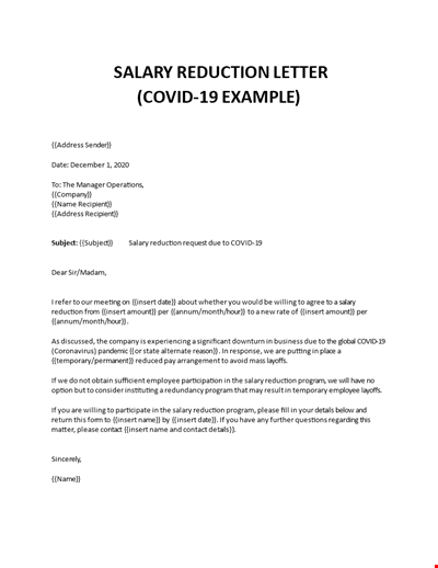 Salary reduction letter