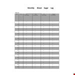 Monthly Blood Sugar Log example document template
