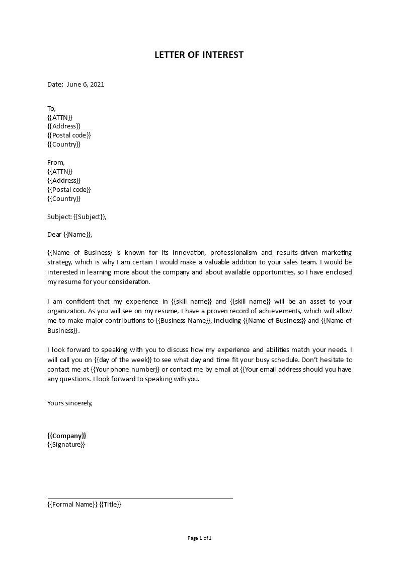 letter of interest Main Image letter of interest