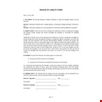 Release Of Liability Form example document template
