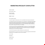Marketing Specialist Cover Letter example document template