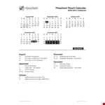 Parent Calendar Template example document template