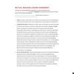 Non Disclosure Agreement Template - Protect Your Confidential Information & Party's Agreement example document template
