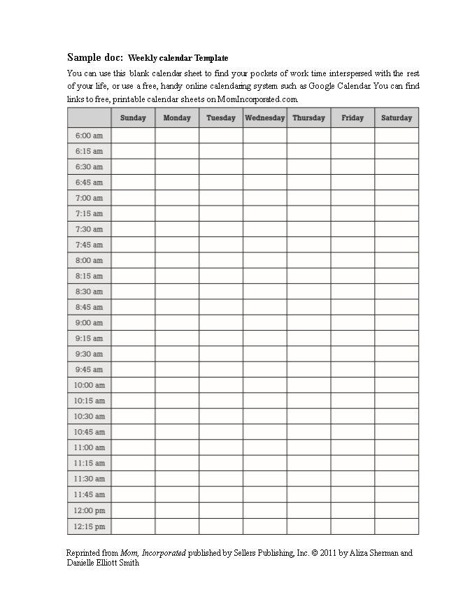 Free Printable Weekly Calendar Template