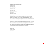 Resignation Letter Month Notice Example example document template