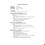 Parttime Bartender Job Description example document template