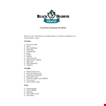 Vacation Packing Checklist example document template