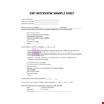 Exit Interview Sample Sheet example document template