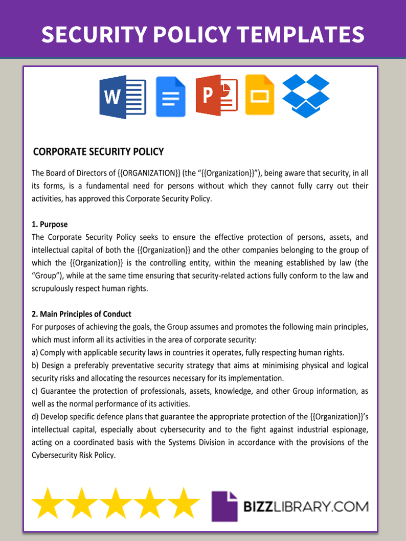 corporate security policy template