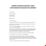 Market Research Analyst cover letter example document template