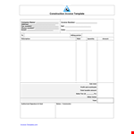 Sample Construction Invoice Template - Create Professional Invoices with Total Payment example document template