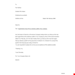 Company Auditor Appointment Letter example document template