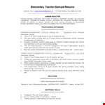 Elementary Teacher Resume Template example document template