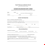 School Donation Inventory Template example document template
