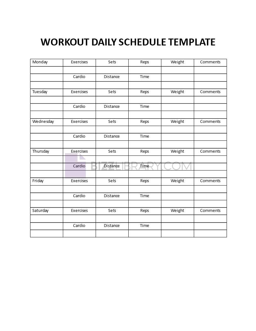 workout daily schedule Main Image workout daily schedule