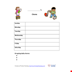 Chore Chart Template - Organize Your Weekly Chores | Sunday - Wednesday example document template