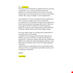 Finance and Accounts Job Application example document template