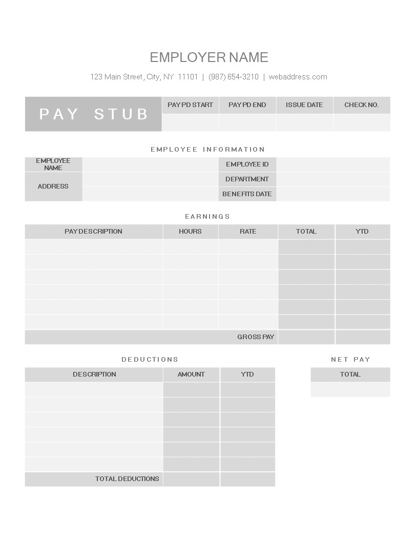 free pay stub template