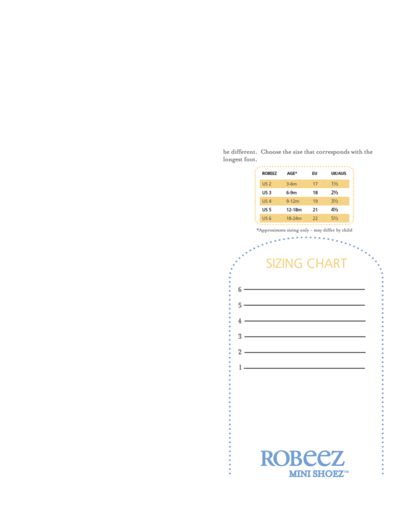Printable Child Shoe Size Chart