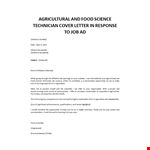 Sample cover letter for Agriculture Internship example document template