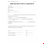 Personal Loan Repayment Agreement Template for Agreement with Tenant in Arrears example document template