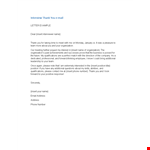 Thank You Email After Interview Template - Insert, Thank, Organization, Qualifications example document template