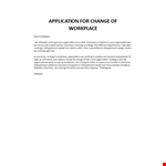 Application for change of workplace example document template