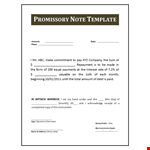 Download Our Promissory Note Template and Make a Commitment with Your Company example document template