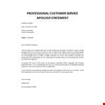 Apology Customer service statement Support example document template