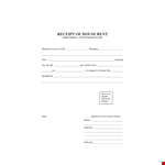 Room Rent Receipt example document template