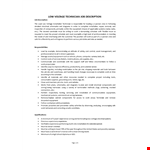 Low Voltage Technician Job Description example document template