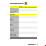 Home Inspection Checklist for Property Water Inspection | Bedroom example document template