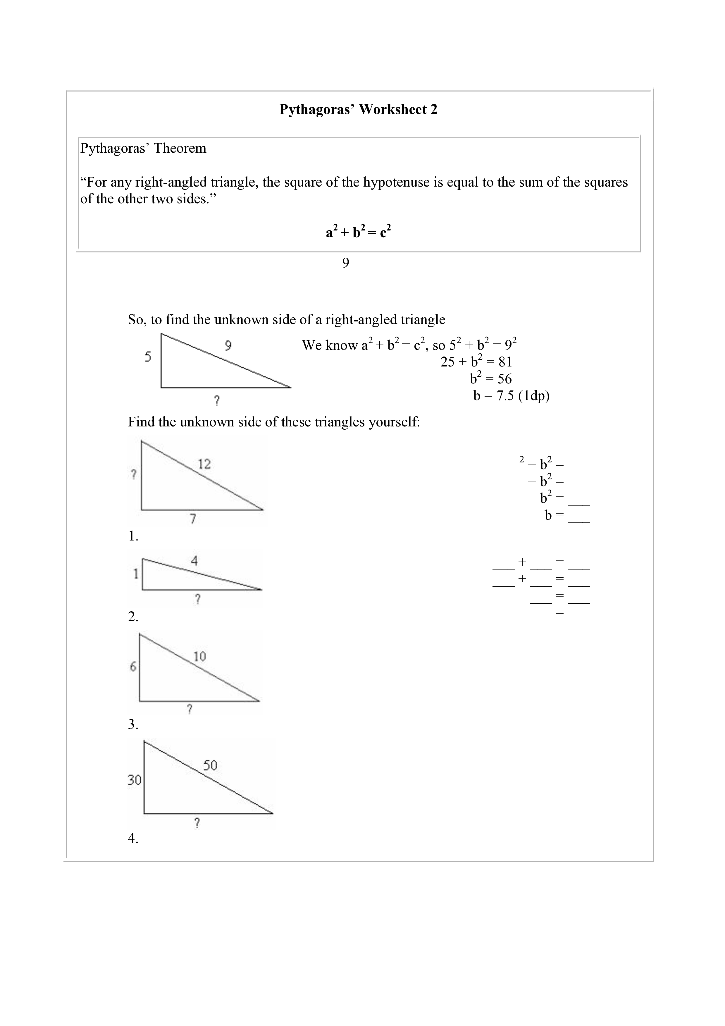 Pythagorean TheoremRight Triangles