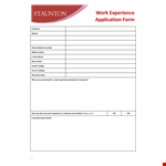 Work Experience Application Form example document template 